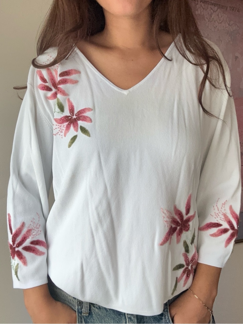 Vintage Italian beaded floral top